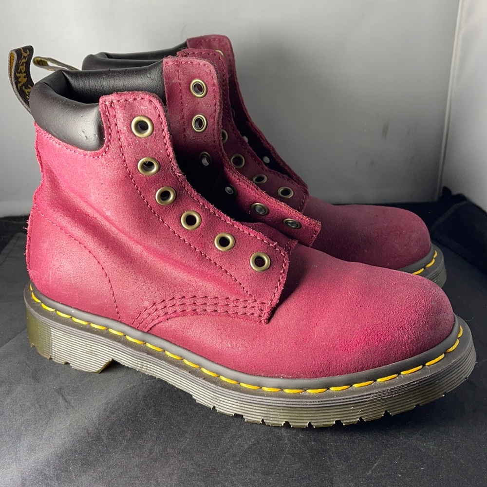 Dr. Martens Deep Red (Raspberry) Greasy Suede Boo… - image 1